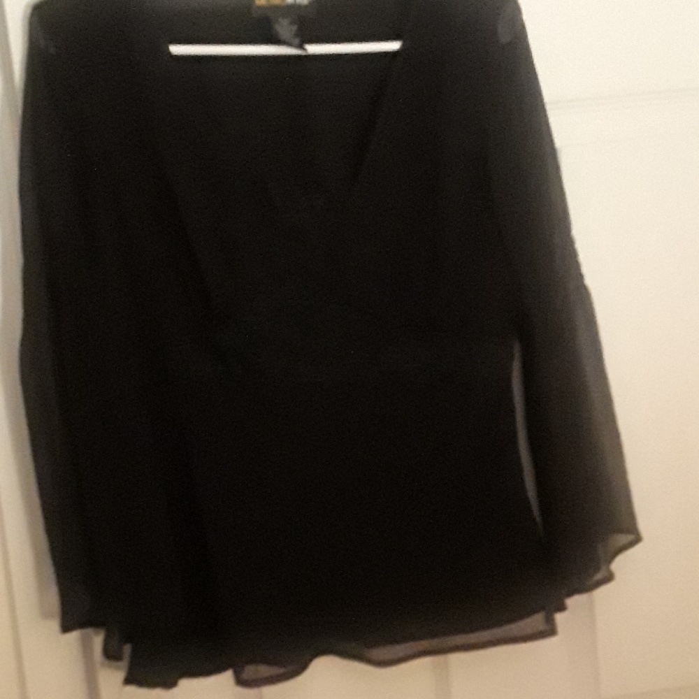 Black Bell Sleeved Chiffon Blouse